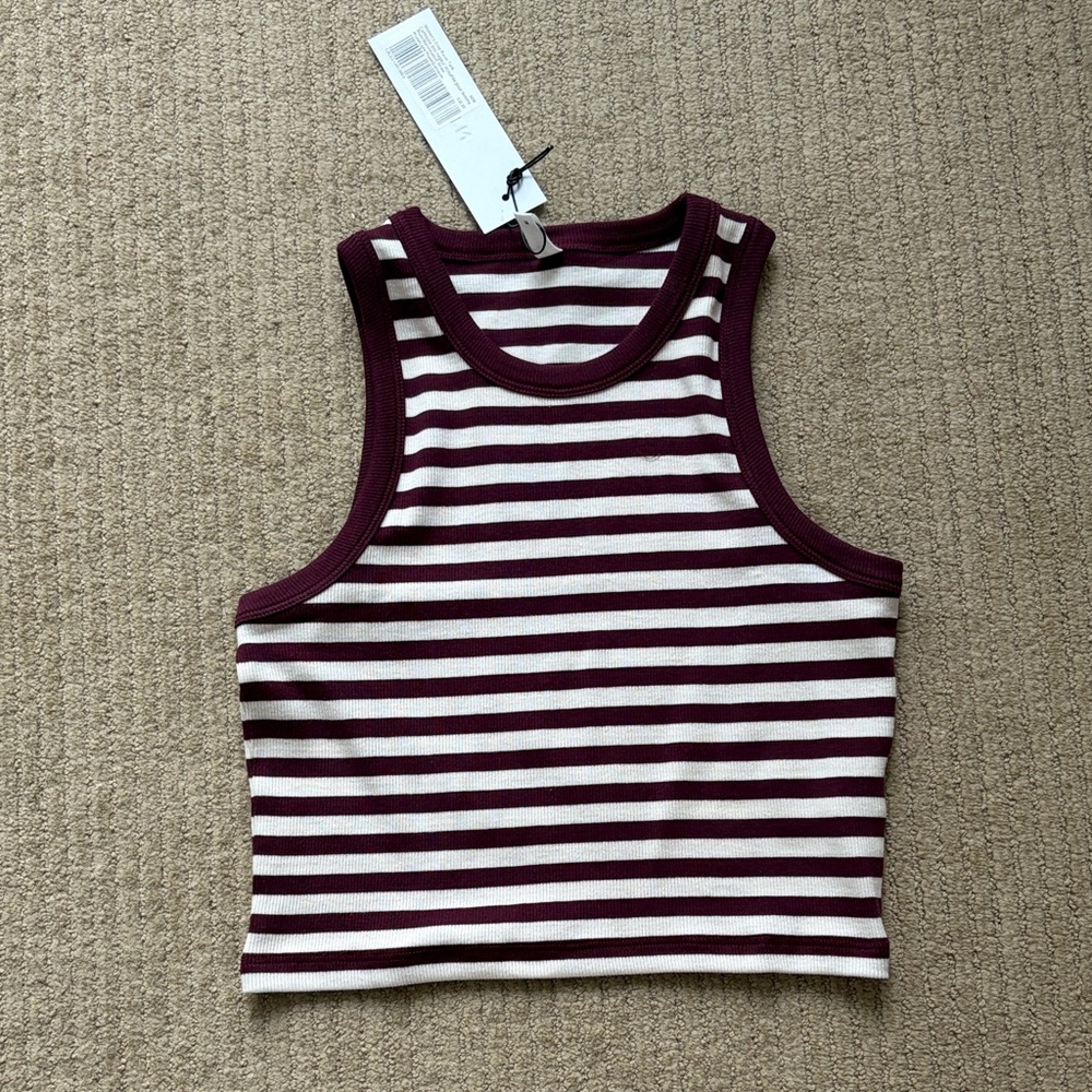 KOTN Women’s Crop Racer Tank, M, Plum/Marshmallow